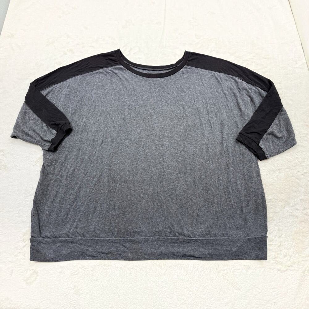 Torrid Super Soft Slub Jersey Shirt Gray Black Colorblock Pullover Top 5X